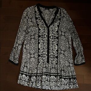 Zara Black and White Floral Tunic